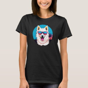 American Eskimo Dog Wearing Sunglasses Retro T-Shirt