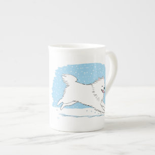 American Eskimo Dog - Winter Snow Eskie Custom Bone China Mug