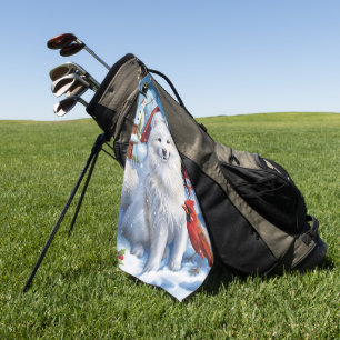 American Eskimo Dog Winter Wonderland Christmas  Golf Towel