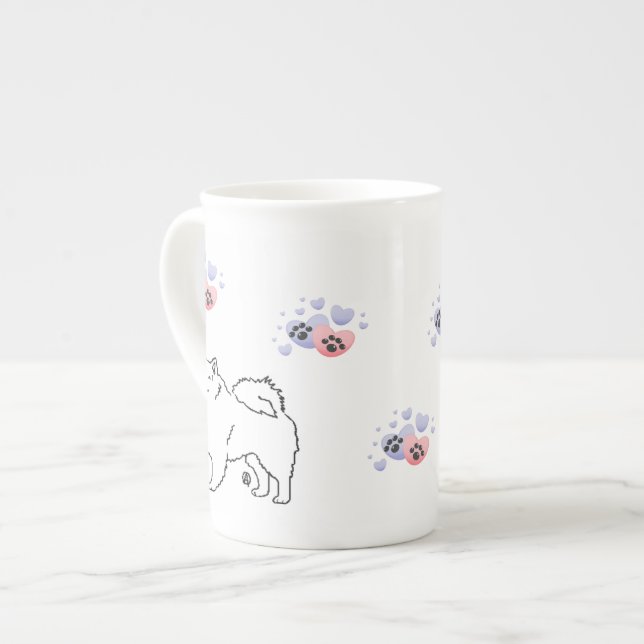 American Eskimo Dogs Bone China Mug (Front Left)