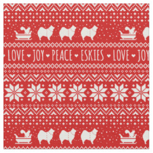 American Eskimo Dogs Christmas Eskie Holiday Fabric