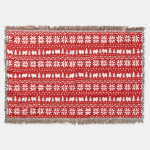 American Eskimo Dogs Christmas Eskie Holiday Red Throw Blanket