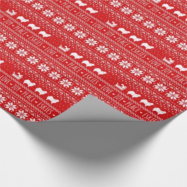 American Eskimo Dogs Christmas Eskies Holiday Wrapping Paper (Corner)