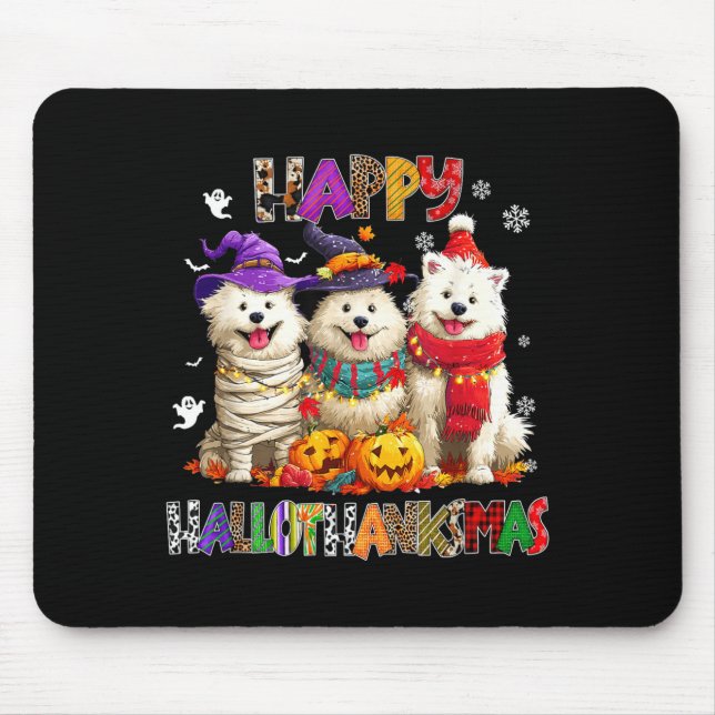 American Eskimo Dogs Christmas Xmas Men Women Kids Mouse Pad (Front)
