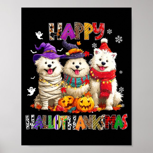 American Eskimo Dogs Christmas Xmas Men Women Kids Poster (Front)