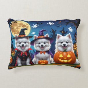 American Eskimo Dogs Pumpkin Halloween Funny Decorative Cushion