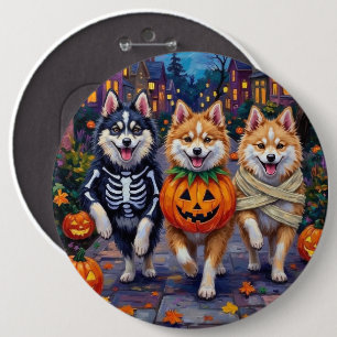 American Eskimo Dogs Trick-or-Treating Halloween 6 Cm Round Badge