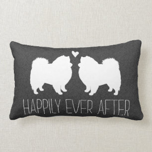American Eskimo Dogs with Heart and Text Lumbar Cushion