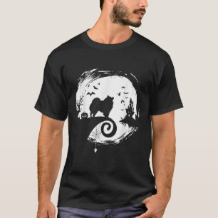 American Eskimo Halloween Costume Eskie Moon Silho T-Shirt