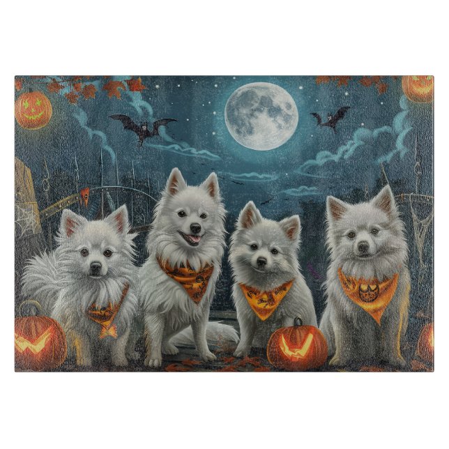 American Eskimo Halloween Spooky  Cutting Board (Front)