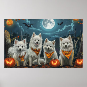 American Eskimo Halloween Spooky  Poster