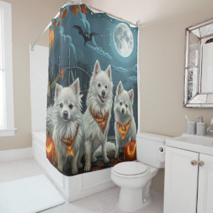 American Eskimo Halloween Spooky  Shower Curtain