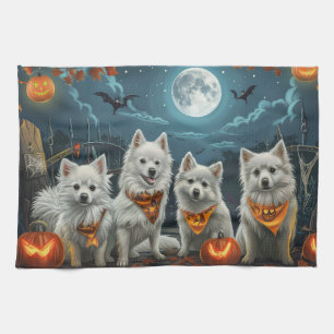 American Eskimo Halloween Spooky  Tea Towel