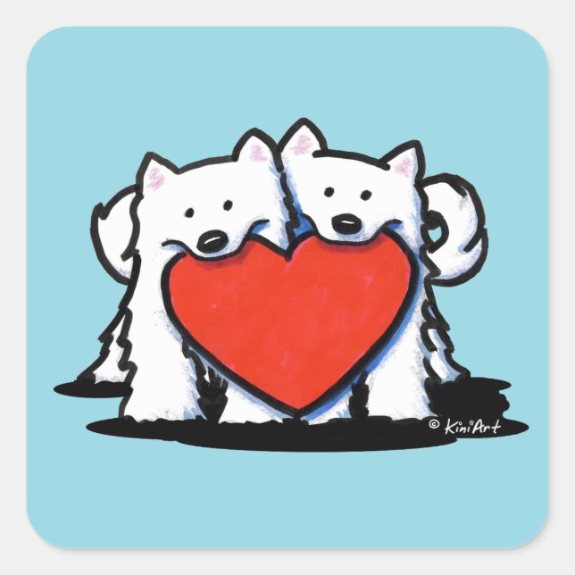 American Eskimo Heartfelt Duo Square Sticker (Front)
