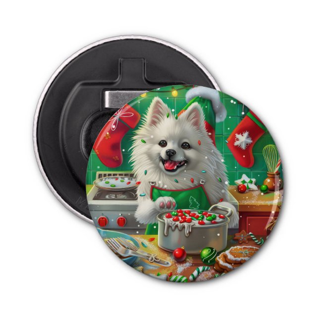 American Eskimo Holiday Baking: Festive Christmas Bottle Opener (Front)