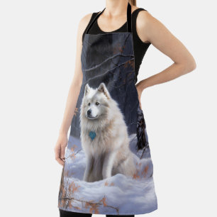 American Eskimo Let It Snow Christmas  Apron