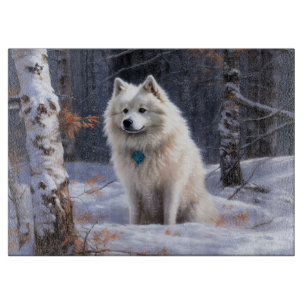 American Eskimo Let It Snow Christmas Cutting Board