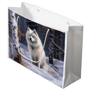 American Eskimo Let It Snow Christmas Large Gift Bag