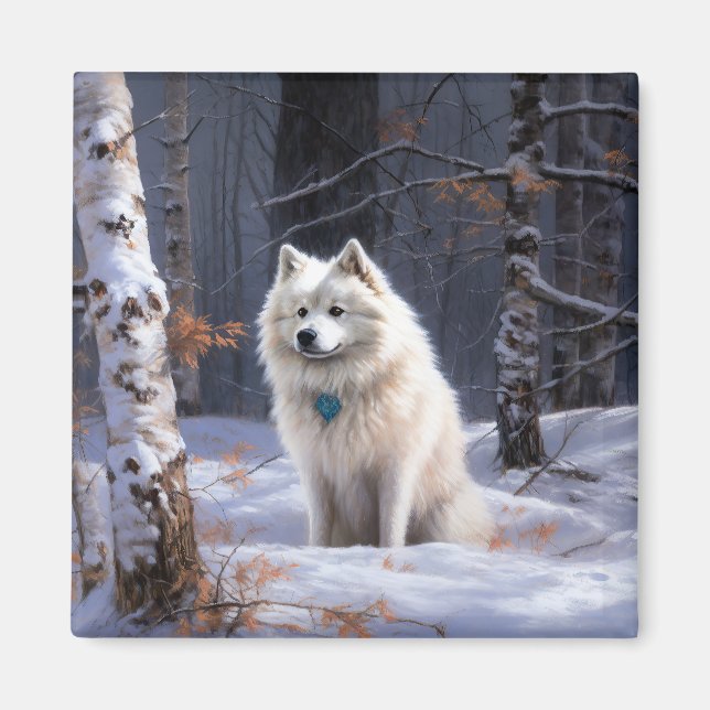 American Eskimo Let It Snow Christmas  Magnet (Front)