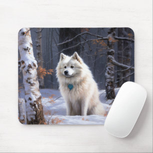 American Eskimo Let It Snow Christmas Mouse Pad