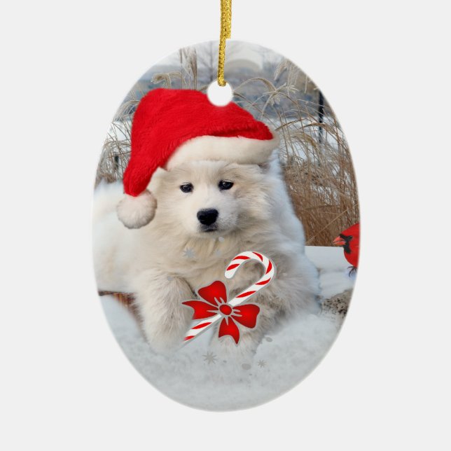 American Eskimo Merry Christmas Ornament (Front)