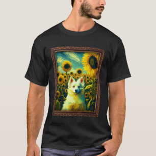 American Eskimo Painting Sunflower Flower Mom Wome T-Shirt