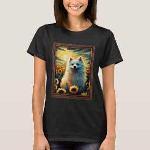 American Eskimo Painting Sunflower Flower Mum Wome T-Shirt