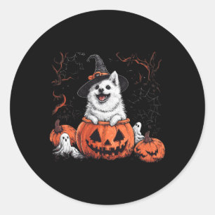 American Eskimo Pumpkin Halloween Thanksgiving Men Classic Round Sticker