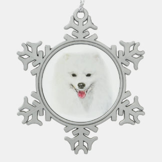 American Eskimo Snowflake Pewter Christmas Ornament