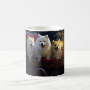 American Eskimo Snowy Sleigh Christmas Decor Coffee Mug