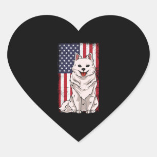 American Eskimo USA Flag Heart Sticker