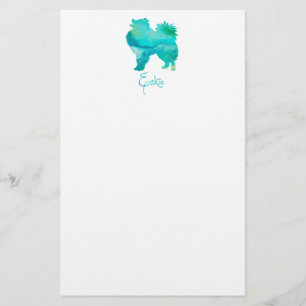 American Eskimo Watercolor Design Stationery