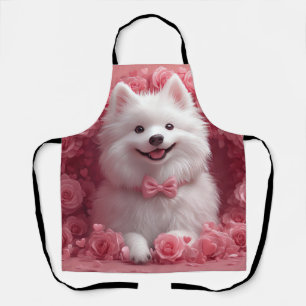 American Eskimo with Roses - Valentine's Day Apron