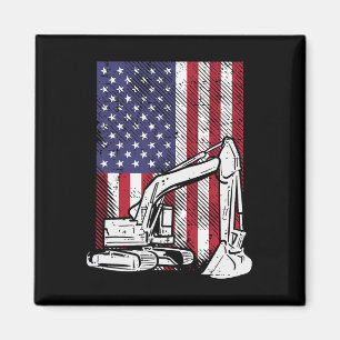 American Excavator Fourth Boys 4th Of July Toddler Magnet