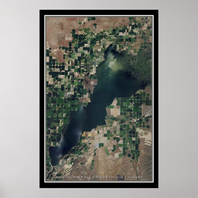 American Falls Lake Idaho Satellite Poster Map (Front)