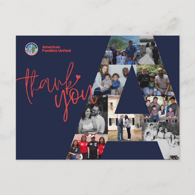 American Families United Thank You Postcard (Front)