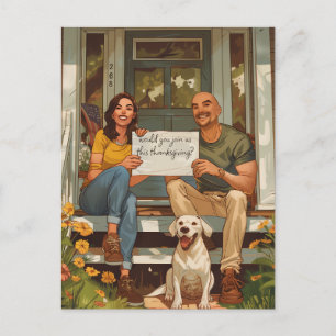 American Family Thanksgiving Invitation Postcard