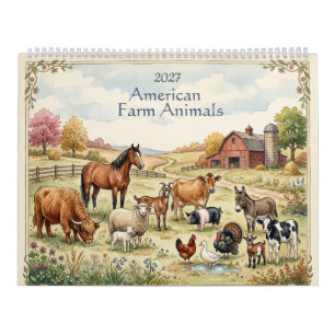 American Farm Animals - Two Page 2027 Calendar