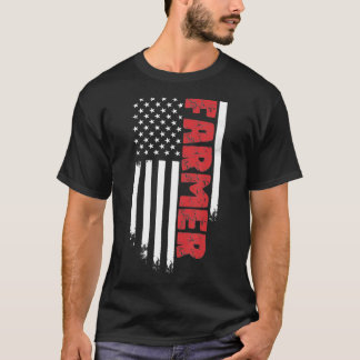 American Farmer USA Flag Farming Agriculture T-Shirt