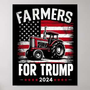 American Farmers For Trump Election Usa Flag  Poster