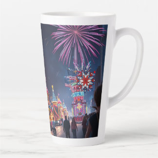 American Festive 4th of July Celebration Fireworks Latte Mug