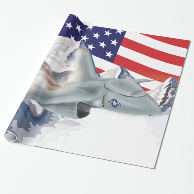 American fighter Jet Wrapping Paper (Unrolled)