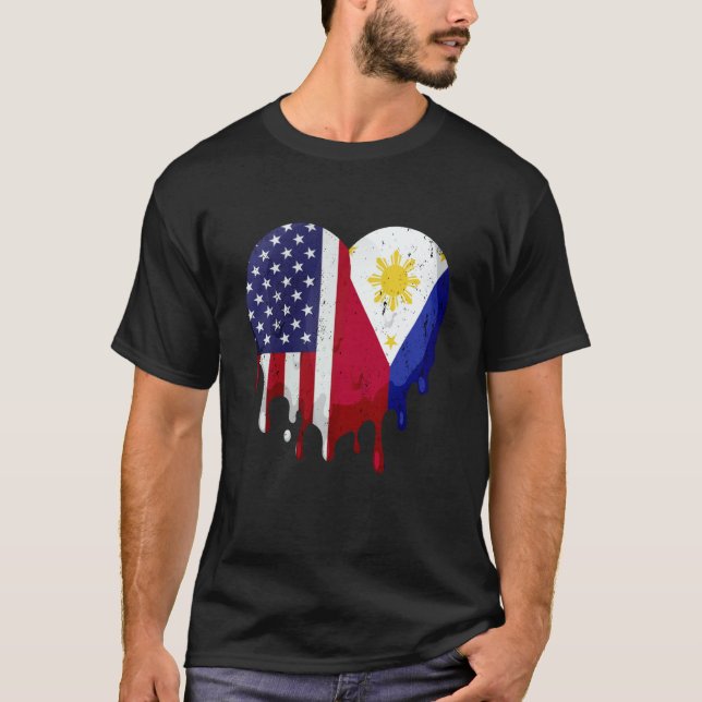American Filipino Heritage Month Philippines Flag  T-Shirt (Front)