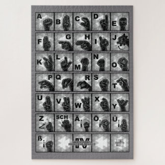 American Finger Alphabet 4 - black / Puzzle