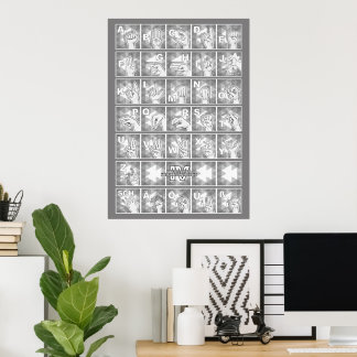 American Finger Alphabet 4 - gray / Poster