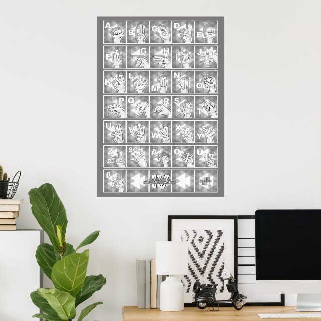 American Finger Alphabet 4 - gray / Poster (Home Office)