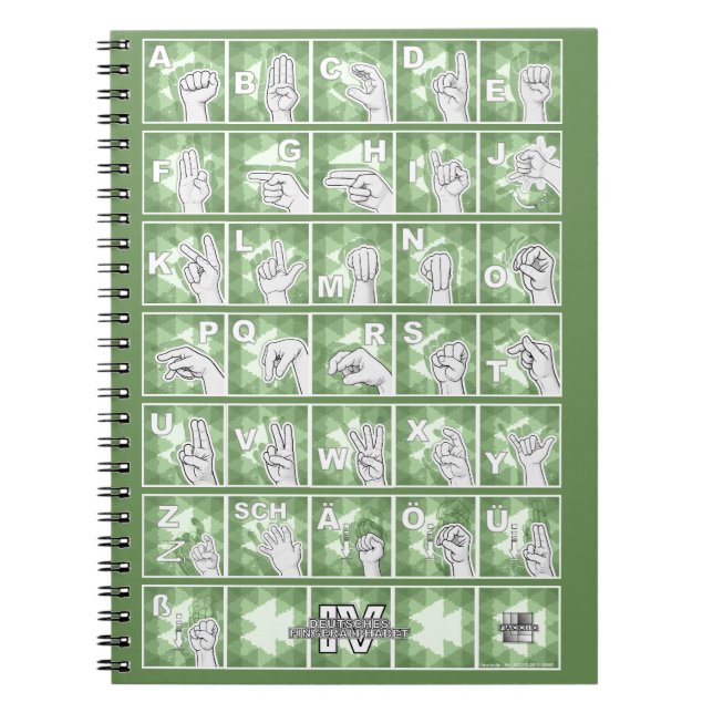 American Finger Alphabet 4 - green / Notebook (Front)