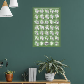 American Finger Alphabet 4 - green / Poster