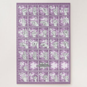American Finger Alphabet 4 - lavender gray / Jigsaw Puzzle