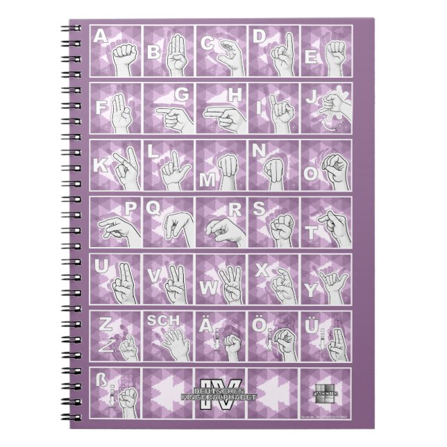 American Finger Alphabet 4 - lavender gray / Notebook (Front)